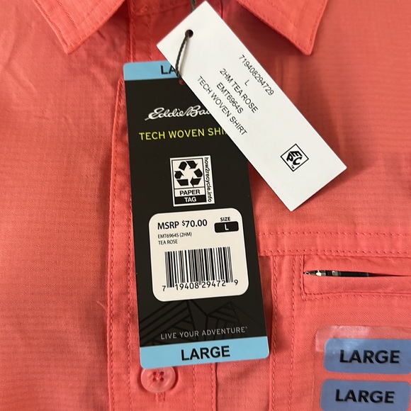 Eddie Bauer *NWT* Men's Moisture Wicking Woven Tech Short Sleeve Shirt - Picture 7 of 7